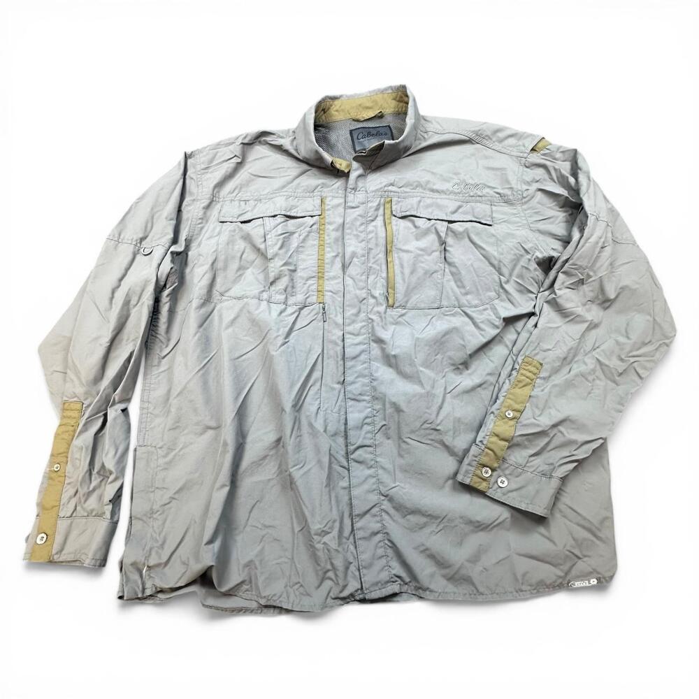 Cabela's Shirt Mens 2XL Gray Long Sleeve Made In The Shade Fishing Hiking UV